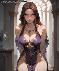 absurd_res ai_generated aphrodite brown_hair female god_of_war goddess hi_res highres long_hair ozziru patreon self_upload uncensored
