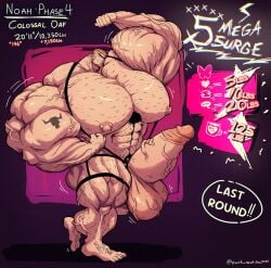1boy artist_name balls bara barefoot biceps body_hair chest_hair cock_ring ear_piercing english_text facial_hair feet giant giant_male hairy hairy_legs hairy_male huge_muscles huge_pecs hyper hyper_balls hyper_genitalia hyper_muscles hyper_penis large_pectorals leg_hair macro macro_male male male_focus male_only muscle_growth muscular muscular_arms muscular_legs muscular_male muscular_thighs nipple_piercing nipples pecs pectorals penis pubic_hair punk_nautikal solo solo_male testicles text thighs veins veiny_muscles