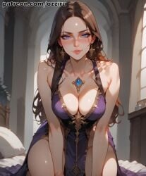 absurd_res ai_generated aphrodite brown_hair female god_of_war goddess hi_res highres long_hair ozziru patreon self_upload uncensored