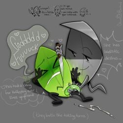 2girls battle_for_dream_island bfdi blush cum dickgirl heart knife knifeplay leafy_(bfdi) lemonbastards object_shows osc selfcest tentacle_dick