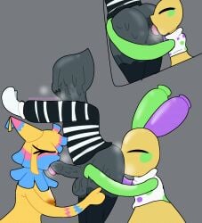 2boys anthro bad_anatomy balloon blot_(dandy's_world) blowjob canelitabunny dandy's_world female gay looey_(dandy's_world) mime pinata straight straight_to_gay yatta_(dandy's_world)