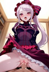 ai_generated blush cowgirl_position cum cum_in_pussy cum_inside moaning no_panties overlord_(maruyama) pansoorai sex shalltear_bloodfallen uncensored vaginal_sex