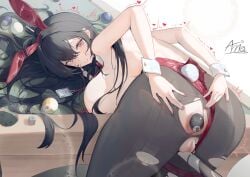 anal anal_object_insertion animal_ears annasui_factory ass azur_lane back backless_leotard ball bar_censor bent_over billiard_ball black_pantyhose bow bowtie breasts censored commentary cue_stick detached_collar english_commentary fake_animal_ears fake_tail female heart highres huge_breasts lanyard leotard looking_back making-of_available nail_polish object_insertion official_alternate_costume paid_reward_available pantyhose parted_lips playboy_bunny pool_table pussy rabbit_ears rabbit_tail red_bow red_bowtie red_eyes red_leotard red_nails signature smile table taihou_(azur_lane) taihou_(fun_on_the_baize)_(azur_lane) tail torn_clothes torn_pantyhose trembling wrist_cuffs
