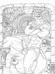 abs anthro bodily_fluids bulge cheek_spikes clothing crazydrak crossed_arms cum cum_on_own_penis cum_on_penis cum_on_self detailed dragon erection facial_spikes genital_fluids genitals grin harness horn humanoid_genitalia humanoid_penis inside jockstrap looking_at_viewer male male_only monochrome muscular muscular_anthro muscular_male mythological_creature mythological_scalie mythology narrowed_eyes penis penis_poking_out scalie smile solo spikes spikes_(anatomy) standing underwear vein veiny_penis