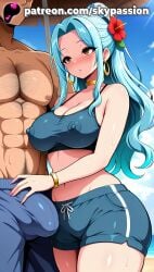 1boy 1girls 2025 abs ai_assisted ai_generated anime areolae_visible_through_clothing artist_name ass ass big_ass big_breasts big_breasts big_breasts big_butt big_chest blue_hair blue_sky blush booty bracelet breast breasts breasts breasts brown_eyes bubble_ass bubble_butt bulge bust busty buttocks chest choker clothed_female cloud cloudy_sky covered_nipples curvy_ass curvy_butt cute_ass day earrings firm_ass flower hair_flower hair_ornament hi_res hibiscus high_quality high_resolution highres hoop_earrings jewelry juicy_ass juicy_butt large_ass large_breasts long_hair male_pubic_hair muscular navel nefertari_vivi nipples_visible_through_clothing ocean one_piece outdoors patreon patreon_username perfect_ass piercing plump_ass pubic_hair round_ass sexy_ass shorts sky skypassion stable_diffusion straight sweat tight_ass voluptuous_ass watermark