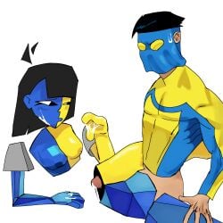 1boy1girl after_orgasm after_sex crossover cum cum_inside ena ena_(series) female invincible male semen shiesty_mark_(invincible) superhero veil w_ship weird_crossover