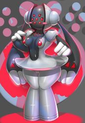 anthro areola blush elpatrixf eyelashes female machine mechanical navel nintendo nipples pokemon pussy red_eyes registeel robot video_games