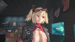 1boy 1girls animated black_skirt breasts burnice_white clothes_lift cowgirl_position crop_top cum cum_in_pussy fellatio female large_breasts large_penis lifting_own_clothes livestream nipples oral penis pov pussy recording sex shirt_lift shirukinsfw short_hair skirt sound spiked_jacket straddling straight tagme twintails uncensored uninterested vaginal_penetration video wise_(zenless_zone_zero) zenless_zone_zero
