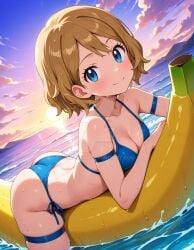 2025 4kids_entertainment ai_generated anime ass ass banana_peel beach_background blue_bikini blue_eyes_female blue_legwear booty brown_eyebrows brown_hair_female closed_mouth deviantart elryusam inflatable_toy meta nintendo not_porn ocean_background pokemon red_cheeks serena_(pokemon) wet_bikini wet_body wet_skin