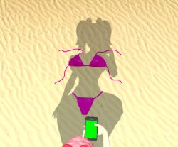 beach big_ass big_ass_(female) big_booty big_butt big_butt_(female) bubble_ass bubble_ass_(female) bubble_butt_(female) dressed_shadow_(meme) female fully_naked fully_nude kaibernation saiko_bichitaru_(smg4) smg4 solo thick_thighs twintails wide_hips