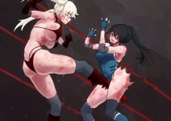 2girls blonde_hair brown_hair catfight cuntbusting original original_characters potepotepotechi strike_on_women's_vital_spots sweat sweatdrop sweating sweaty_body tagme vaginal_penetration wrestler wrestling wrestling_outfit wrestling_ring wrestlingryona
