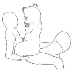 ambiguous_gender animated anonymous black_and_white cowgirl_position eye_contact human interspecies male mammal monochrome sex shy tanuki unknown_artist