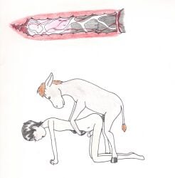 2012 2boys anal anal_sex anthro anthro_penetrating anthro_penetrating_human black_hair blood blush cum cum_inside donkey dr._seuss dr_seuss duo first_porn_of_character gay human human_penetrated illumination_entertainment kitty_(artist) male male_penetrated male_penetrating male_penetrating_male mammal melvin_(the_lorax) mule nude once-ler penis the_lorax the_lorax_(film) traditional_media_(artwork) universal_pictures universal_studios yaoi