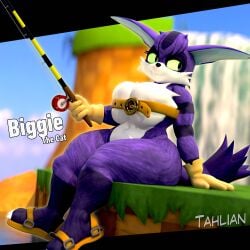 1girls 3d anthro belt belt_bra big_breasts big_the_cat bottomless breasts busty female female_only fishing_rod furry furry_only genderswap_(mtf) huge_breasts large_breasts png rule_63 sitting solo sonic_(series) sonic_the_hedgehog_(series) tahlian thick_thighs wide_hips