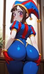 1girl 1girls 2025 2_eyes 2d 2d_(artwork) 2d_artwork ai ai_art ai_generated art artist_request ass blush brown_hair brown_hair_female butt clothed clothing clown clown_costume clown_girl clown_makeup detailed_background digital_art digital_media digital_media_(artwork) ear ears eye eyes female female_only female_solo girl_only girl_solo glitch_productions gloves hand hand_on_ass hand_on_butt hands hat mouth multicolored_eyes nose only_female only_girl only_woman pale-skinned_female pale_skin pixai plant pomni pomni_(the_amazing_digital_circus) red_gloves short_hair short_hair_female solo solo_female solo_girl solo_woman source_request surprised surprised_expression tagme the_amazing_digital_circus white_body white_skin woman_only woman_solo