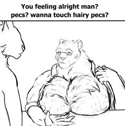 alright ambiguous_gender anthro areola bara bare_chest biceps big_areola big_muscles big_nipples big_pecs blush body_hair breasts chest_hair clothed clothing digital_media_(artwork) duo eyewear feeling felid feline felis female feralclaw fingers fluffy fur glasses hair hairy hairy_pecs hi_res huge_muscle huge_muscles huge_nipples huge_pecs hybrid liger lion looking_at_viewer male male/female male/male mammal mature_male meme monochrome moobs musclegut muscles muscular muscular_anthro muscular_male nipples nude open_mouth overweight pantherine pecs presenting presenting_pecs showing_chest simple_background smile smirk solo tail teeth text thick_thighs tiger tuft wanna yaoi
