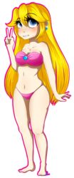 1girls bikini female female_only human katiethedragon mario_(series) nintendo princess_peach senpaimisskitty_(artist) solo transparent_background