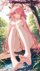 1girls 2025 ai ai_assisted ai_generated animal_ears anime anime_style barefoot breasts cherry_blossoms cleft_of_venus completely_nude earrings feet female floppy_ears fox_ears genshin_impact hair_ornament hentai hi_res high_quality high_resolution highres hoyoverse jewelry large_breasts legs long_hair looking_at_viewer mihoyo mihoyo_technology_(shanghai)_co._ltd. natsuyoru nipples nude one_eye_closed outdoors patreon pink_hair purple_eyes pussy sitting smile soles solo stable_diffusion toes vagina very_long_hair voluptuous voluptuous_female yae_miko yae_miko_(cosplay) yae_miko_(genshin_impact)