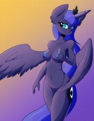 anthro breasts female friendship_is_magic hair horn mintybit my_little_pony nipples nude princess_luna_(mlp) pussy solo wings