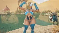 big_ass big_breasts blonde_hair blue_horn blue_lipstick capcom devil_girl devil_horns monster_hunter monster_hunter_wilds succubus
