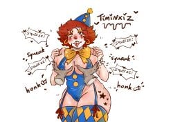 ahe_gao areola big_breasts bodysuit breasts clothed clown clown_costume clown_girl clown_makeup clussy cnc female fuck_toy groping_breasts heart-shaped_pupils honkah honkah(timinxiz) honkah_the_clown honking_tits horny_female original original_art original_character pussy red_head short_hair squeaking_tits squeezing_breasts thick_thighs timinxiz_ tongue tongue_out tongue_piercing wet_pussy