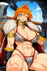 1girls 2:3 ai_generated amazon_(dragon's_crown) amazon_(dragon's_crown)_(cosplay) axe big_breasts bikini_armor breasts cosplay dragon's_crown female female_only huge_breasts large_breasts lina_inverse muscular_female slayers solo thick_thighs weapon