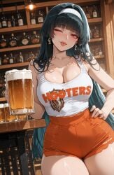 1girls :p ;p ai_generated alcohol astra_yao bangs bar_(place) bare_shoulders beer beer_mug black_hair blunt_bangs blush brand_name_imitation breasts cleavage clothing collarbone cowboy_shot cup curvaceous curvaceous_female curvaceous_figure curvy curvy_figure drink earrings female female_focus green_hair hair_intakes hairband hand_on_own_hip headwear holding holding_cup indoors inviting inviting_to_sex jewelry large_breasts long_hair looking_at_viewer mihoyo miyuai mug no_legwear one_eye_closed orange_shorts piercing presenting presenting_ass presenting_breasts presenting_hindquarters presenting_pussy presenting_self red_eyes seductive seductive_look seductive_smile shirt shirt_tucked_in short_shorts shorts smile solo stool table tank_top thick_thighs thighs tongue tongue_out uniform very_long_hair voluptuous voluptuous_female white_hairband white_tank_top wooden_table zenless_zone_zero