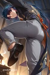 ai_generated ass_focus bara blade_(honkai:_star_rail) fetish gay honkai:_star_rail hot mebekingcock muscular naked sweaty veiny yaoi