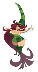 1girls armpits ass betilla_(rayman) black_eyes cleavage erect_nipples_under_clothes female female_focus freckles grin hat huge_ass huge_breasts large_breasts long_hair monugi_doodles_(artist) nymph_(rayman) rayman_(series) rayman_origins red_hair smile solo solo_female solo_focus thick_thighs ubisoft wings wink