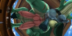 anal anal_sex animal_genitalia anus blue_body blue_dildo blue_fur blue_mane dildo dragon erection feral fur genital_slit genitals green_body green_scales hi_res ishiru knot male mane multiple_penetration mythological_creature mythological_scalie mythology penetration penis pink_anus pink_knot pink_penis scales scalie sex_toy solo ventral_scales