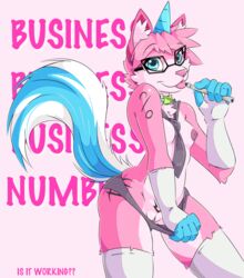 anthro armband blue_eyes breasts clothing collar color equine eyewear f4814n feline female female_only fur furry glasses horn horse hybrid legwear mammal marker necktie nipples panties pink_fur pony pussy solo stockings the_lego_movie underwear unikitty