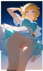 ai_generated anime anime_style down_angle down_view dress f3mo memcho no_panties oshi_no_ko peek pussy