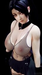 1girls 3d alternate_hair_color big_breasts brown_eyes capcom collar dark_hair dead_or_alive fatal_fury female female_focus joasenha king_of_fighters large_breasts light-skinned_female light_skin looking_at_viewer mai_shiranui see-through_clothing simple_background skirt snk solo solo_female solo_focus stockings street_fighter tecmo thick_thighs twitter_username voluptuous wide_hips