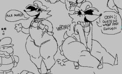 2boys 2males anthro big_ass big_butt big_thighs bubble_ass bubble_butt bulge_through_clothing butt_crush facesitting femboy furry ghastlybum hedgehog huge_thighs mario mario_(series) sabotage_(exeg) scared_bum sega sonic.exe_(series) sonic_(series) sonic_the_hedgehog_(series) thick_thighs wide_hips