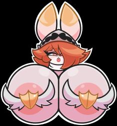 breasts_bigger_than_head bunny bunny_ears clare_(themushlord) furry huge_breasts oc orange_hair original original_character princess_jomes tagme white_fur