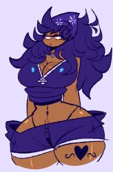 1girls afro ass big_ass big_breasts big_butt black_skin breasts cloud_(maybeantart) curvy curvy_body curvy_female curvy_figure female female_focus female_only girl maybeantart purple_hair