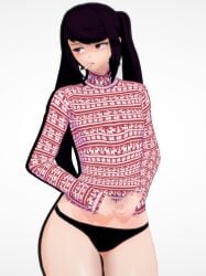 1girl 1girls 3d christmas_clothing cigarette cigarette_in_mouth female julianne_stingray koikatsu light-skinned_female light_skin looking_away panties partially_clothed solo solo_female solo_focus spiritofrei sweater underwear va-11_hall-a