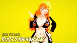 1girls blonde_female blonde_hair bra leather_jacket long_hair long_hair_female nakadashi_(artist) pornhub_bra purple_eyes rwby winking yang_xiao_long