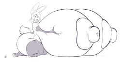 anthro big_breasts breasts_bigger_than_head bunny bunny_ears clare_(themushlord) furry huge_breasts monochrome oc orange_hair original original_character tagme unknown_artist white_fur