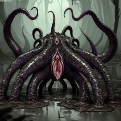 1girls ai_generated creature darkeffect female_only monster mud nightmare_fuel pond pussy swamp tentacle tentacle_monster tentacles teratophilia trees unknown_species