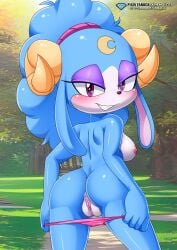 1girls anthro anus ariem ass bbmbbf blush breasts diamond_level female female_only looking_at_viewer mobian_(species) mobius_unleashed nipples nude palcomix pietros_secret_club pussy sega solo sonic_(series) sonic_dream_team sonic_the_hedgehog_(series) teeth underwear