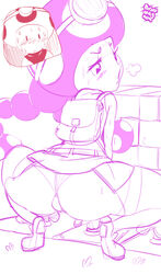 1girls 2014 ambiguous_gender anthro ass ass_focus big_ass big_butt bimbo blush bubble_ass bubble_butt butt butt_focus captain_toad_treasure_tracker clothing female fungi_fauna mario_(series) nintendo panties pornomagnum presenting presenting_hindquarters sketch squat squatting sweat tease teasing thick_ass toad_(mario) toadette underwear