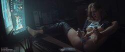 3d barefoot blonde_hair dtee3d feet female female_focus female_only glasses grace_ashcroft grace_ashcroft_(fbi_outfit) grace_ashcroft_(julia_pratt) masturbation monitor pussy resident_evil resident_evil_9:_requiem tagme toe_scrunch vagina vibrator