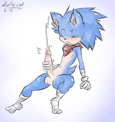 1boy anthro balls big_penis blue_arms blue_fur blush cum cum_explosion cumshot dullvivid femboy fluffy furry girly hedgehog male male_anthro male_only mammal masturbation navel orgasm penis plaid sega solo sonic_(series) sonic_the_hedgehog