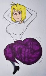 alternate_ass_size arcueid_brunestud arms_behind_head ass ass_bigger_than_head ass_expansion ass_focus bedroom_eyes big_ass big_breasts blonde_hair breasts clothed drawn expansion hands_behind_head heels horrornsfw huge_ass huge_breasts hyper_ass large_breasts melty_blood pantyhose paper_drawing pinup posing purple_skirt red_eyes short_hair sitting skirt smile tsukihime vampire vampire_girl wide_hips