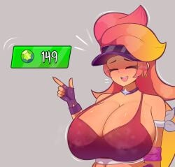 amber_(brawl_stars) big_breasts bouble_trouble_amber_(brawl_stars) bradleyfun? brawl_stars clothed enormous_breasts long_hair