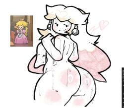 1girls ass big_ass completely_nude completely_nude_female female female_only heart looking_back mario_(series) naked naked_female nude nude_female paper_mario paper_mario:_the_thousand-year_door paper_peach princess_peach reference_image smile smug solo solo_female yakochyako yakodraws