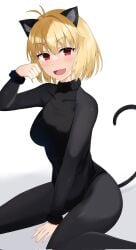 alternative_costume animal_ears arcueid_brunestud ass big_ass big_butt blonde_hair cat_ears cat_tail color costume female hips huge_ass huge_breasts kagetsu_tohya leotard long_tail looking_at_viewer melty_blood monster_cat(kagetsu_tohya) mtj_yw2 pantyhose paw_pose red_eyes short_hair solo tsukihime type-moon vampire vampire_girl wide_hips