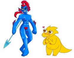 2d 2girls abs alphys anthro breasts chubby female humanoid lizard_girl lizard_humanoid multiple_girls nude reptile reptile_humanoid tagme tiddpalace undertale undertale_(series) undyne