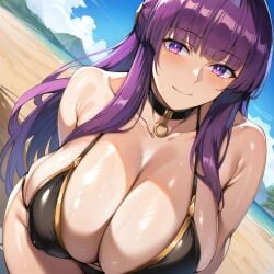 1girls ai_generated alternate_breast_size big_breasts bikini bostin breasts busty curvaceous curvy curvy_body curvy_female curvy_figure female fern_(sousou_no_frieren) huge_breasts large_breasts nipples sousou_no_frieren sweat sweating sweaty sweaty_body sweaty_breasts swimwear thick_thighs thighs venus_body voluptuous